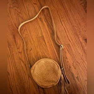 Tooled leather crossbody bag